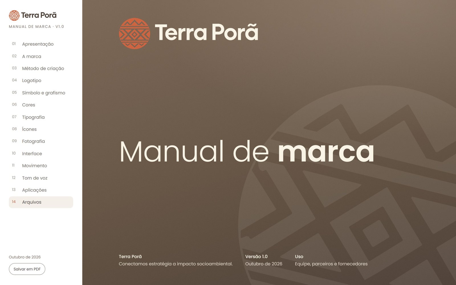 Capa do manual de marca da Terra Porã