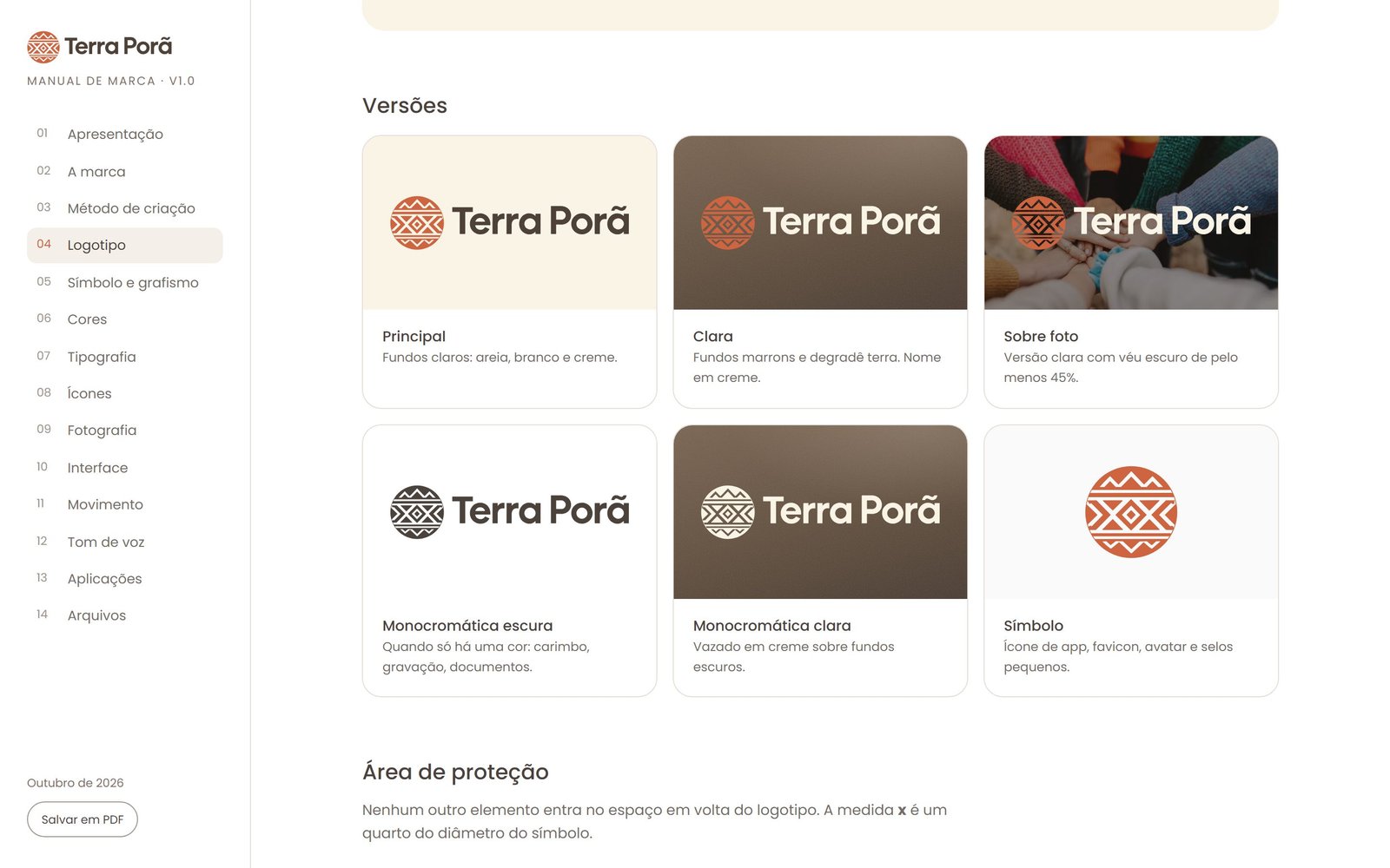 Versões do logotipo no manual