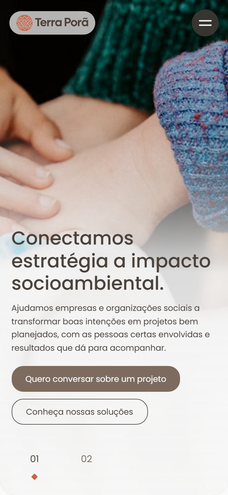 Página inicial no celular